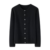 Womens Classic Crew Neck Button - Up Cashmere Cardigan Cashmere Coat
